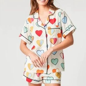 Katie Kime New Limited Ed Amour Heart Print Pajama Short Set Novelty Print PJ’s